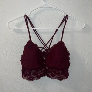 PINK maroon bralette, Size medium.